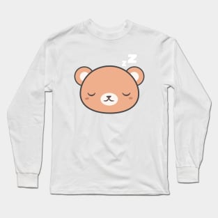 Sleepy Kawaii Cute Brown Bear Long Sleeve T-Shirt